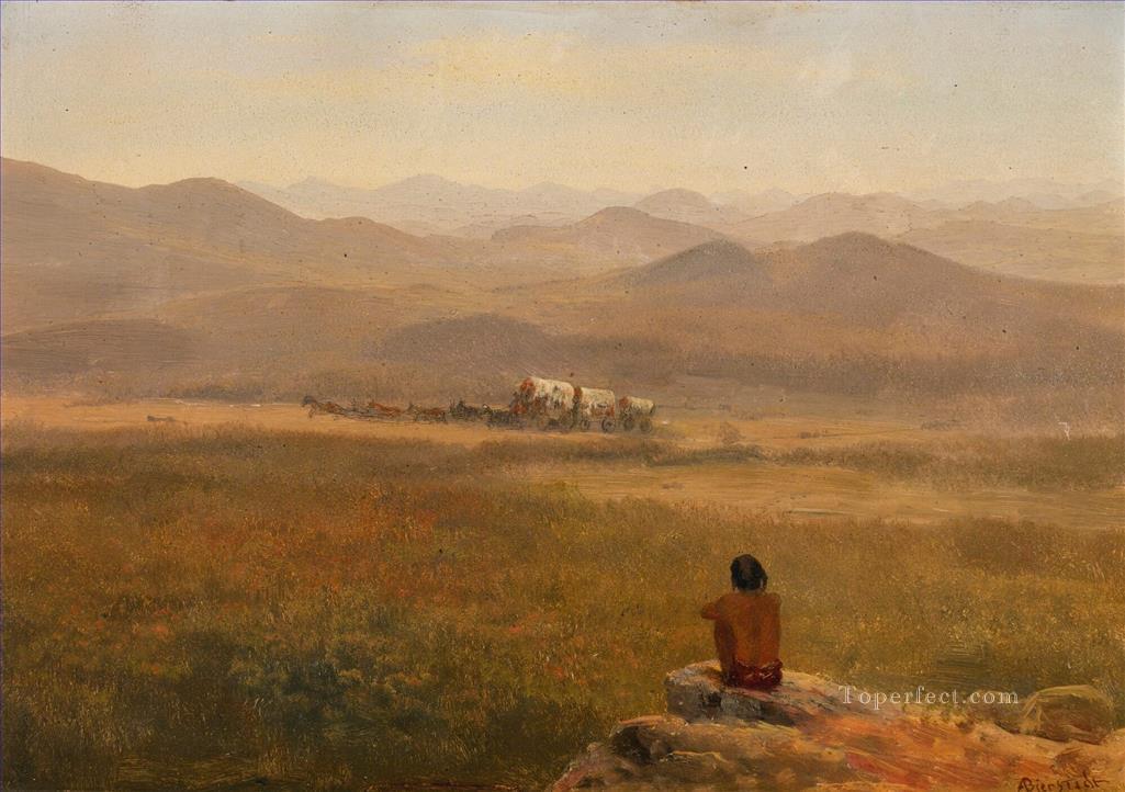 THE LOOKOUT アメリカ人 アルバート・ビアシュタット ウェスタン・インディアン油絵